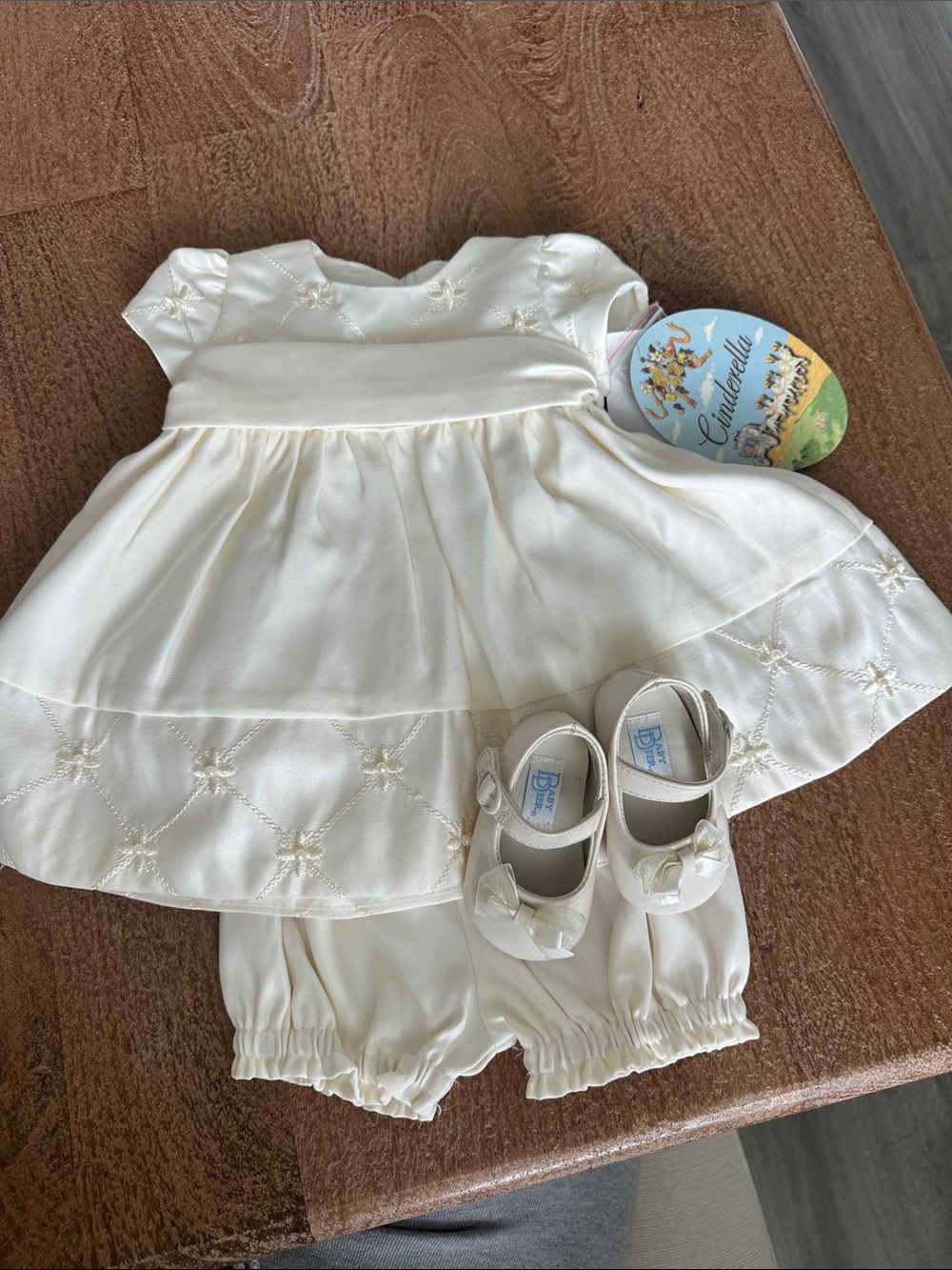Cinderella Baby Cream Dress Set with Matching Shoes